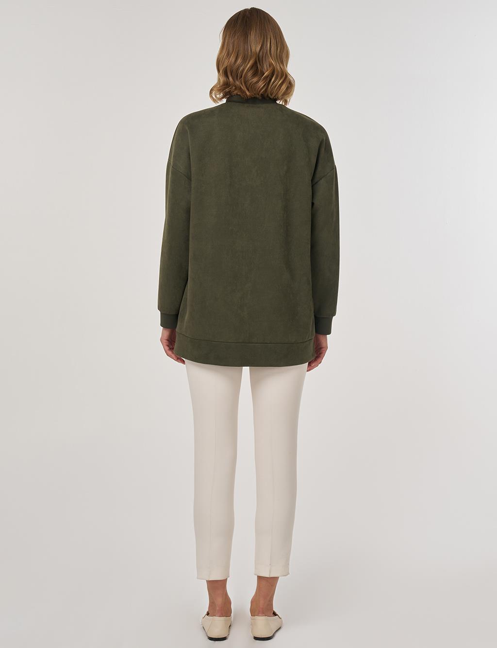 Hotfix Printed Suede Jacket in Dark Khaki