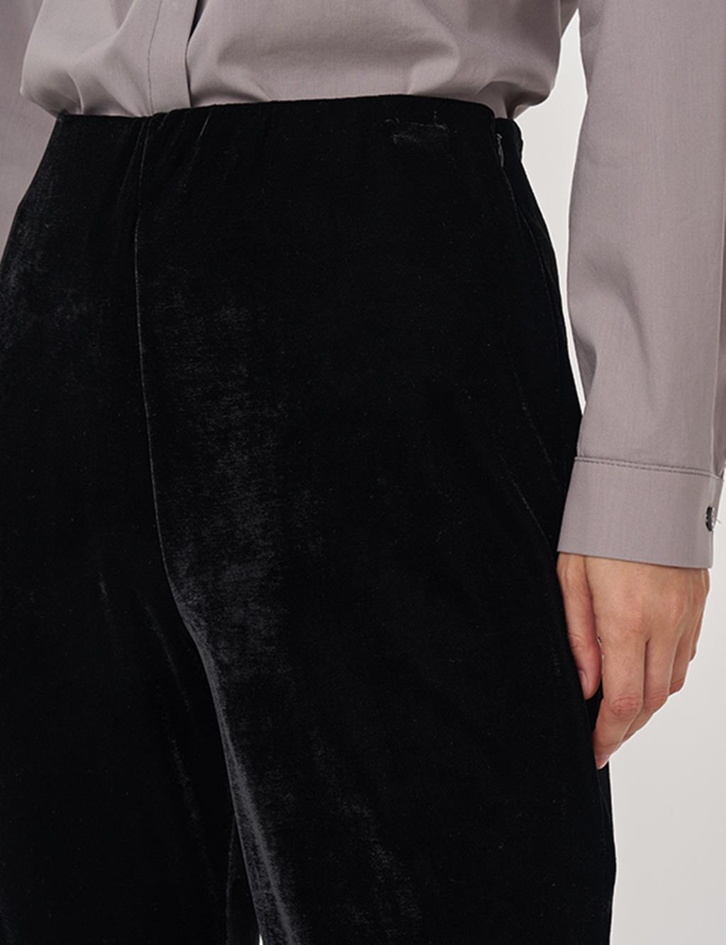 Flared Velvet Trousers in Black