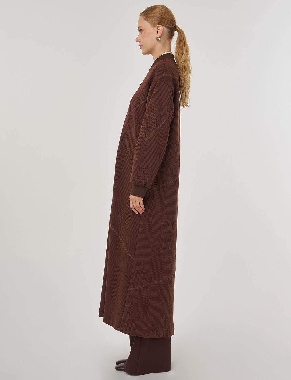 College Collar Textured Topcoat in Dark Brown