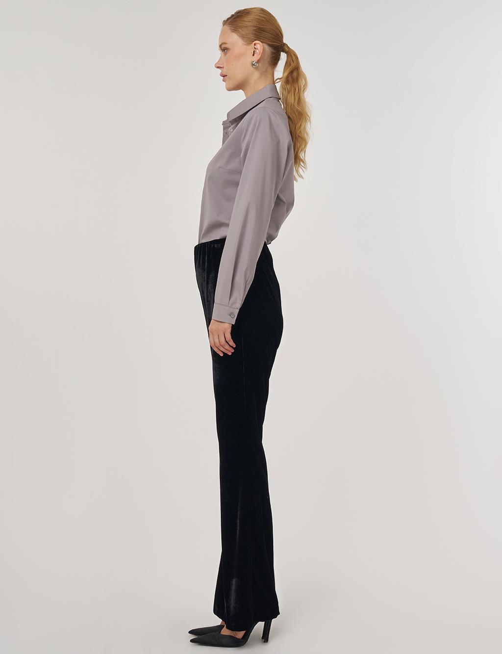 Flared Velvet Trousers in Black
