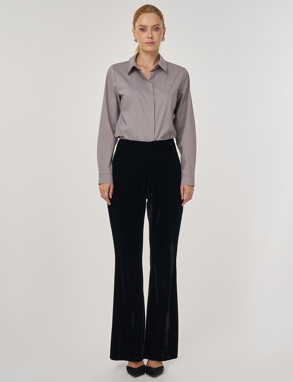 Flared Velvet Trousers in Black