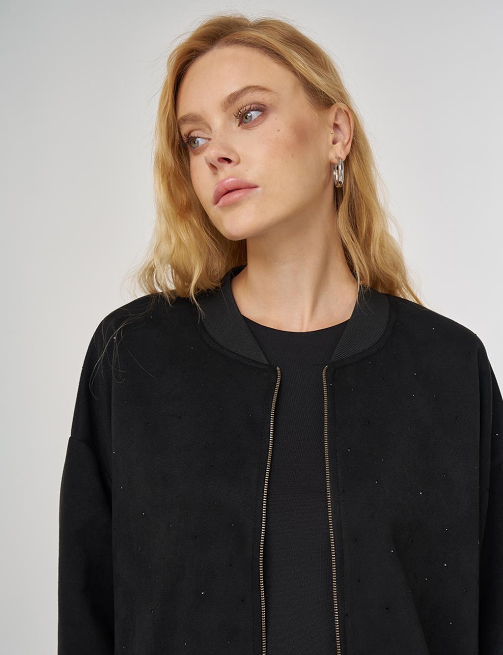 Hotfix Printed Suede Jacket in Black