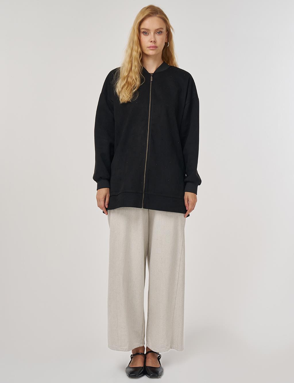 Hotfix Printed Suede Jacket in Black