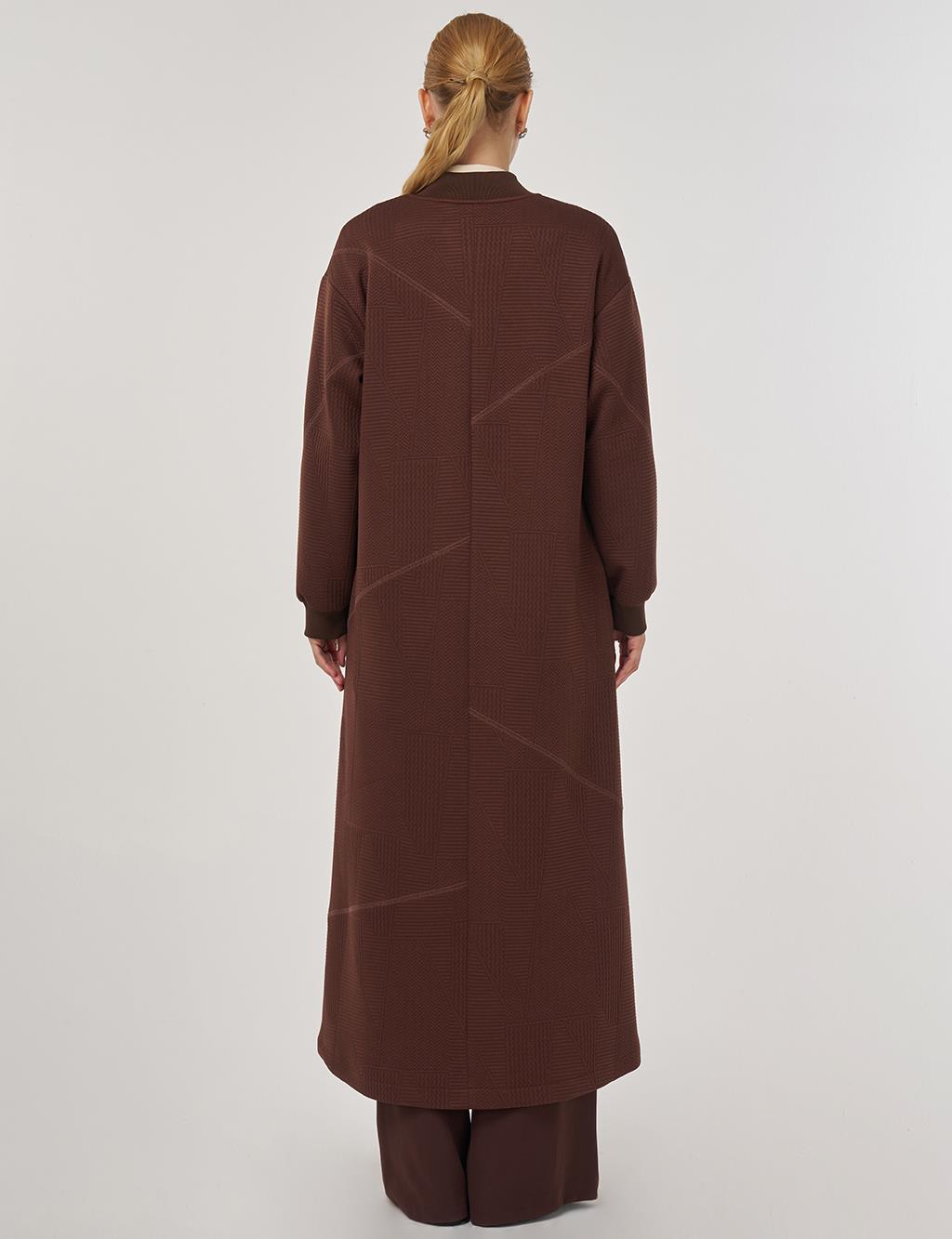 College Collar Textured Topcoat in Dark Brown