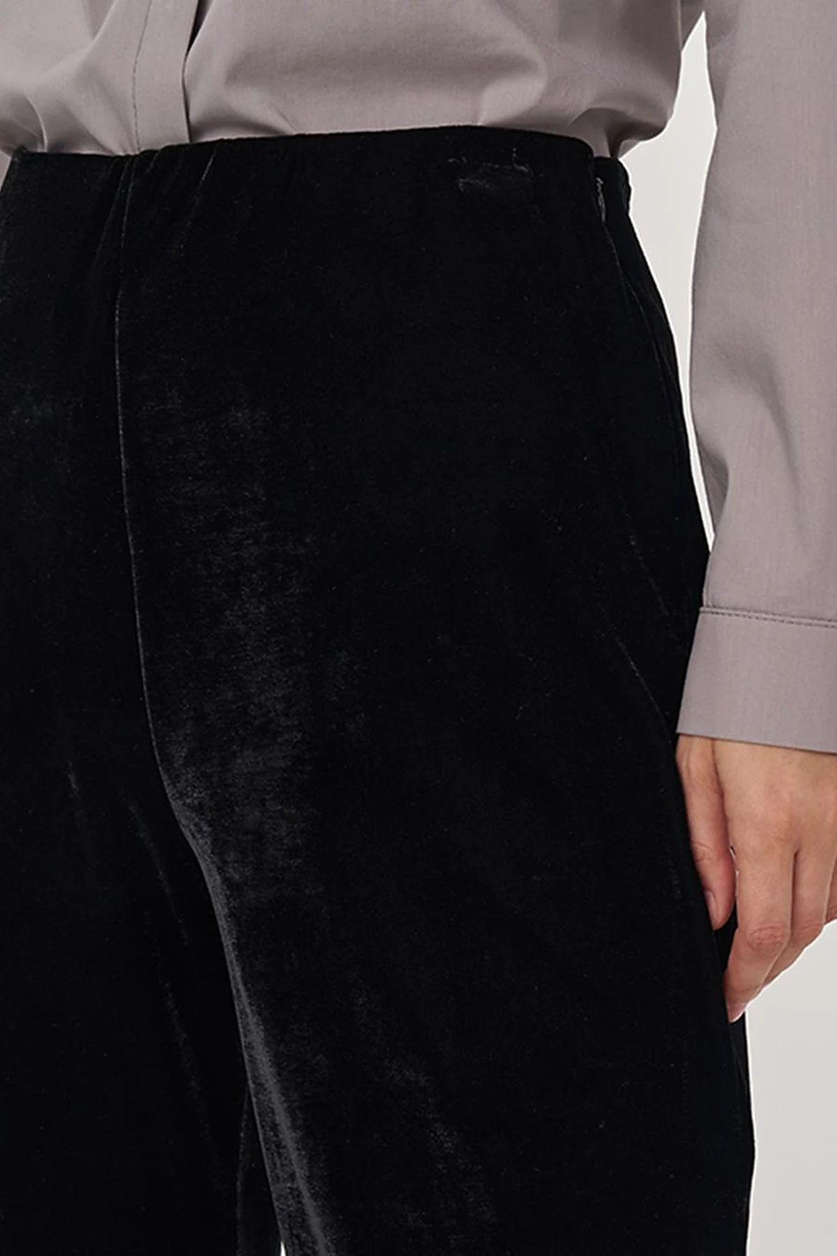 Flared Velvet Trousers in Black