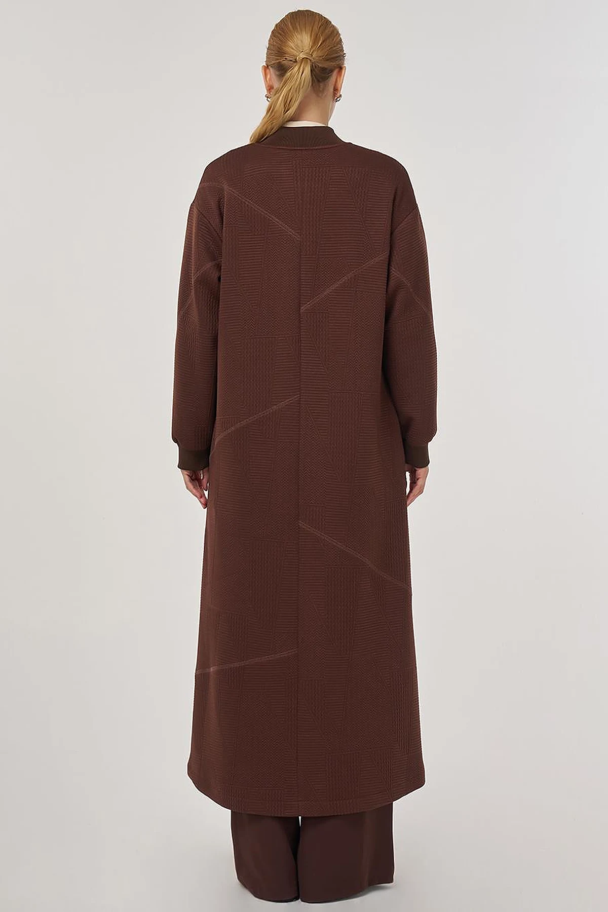 College Collar Textured Topcoat in Dark Brown