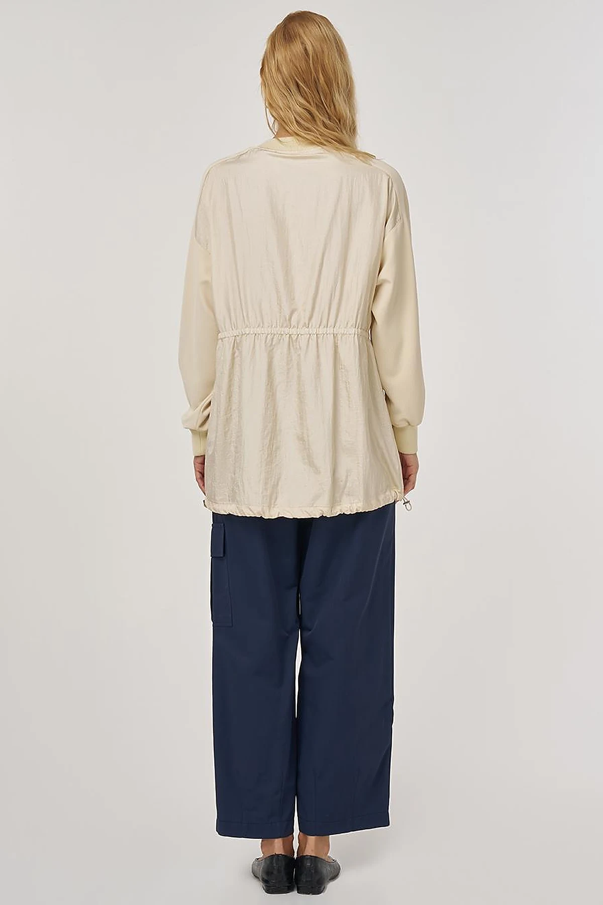 Rubber Gathered Knit Sweatshirt Light Yellow