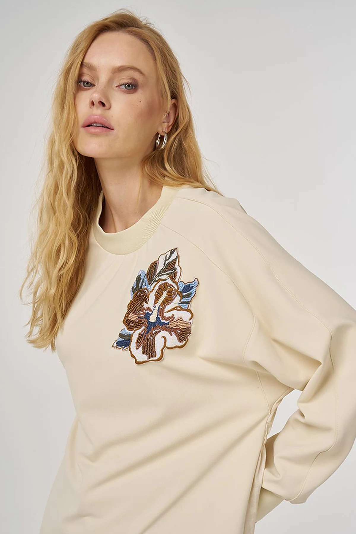 Rubber Gathered Knit Sweatshirt Light Yellow