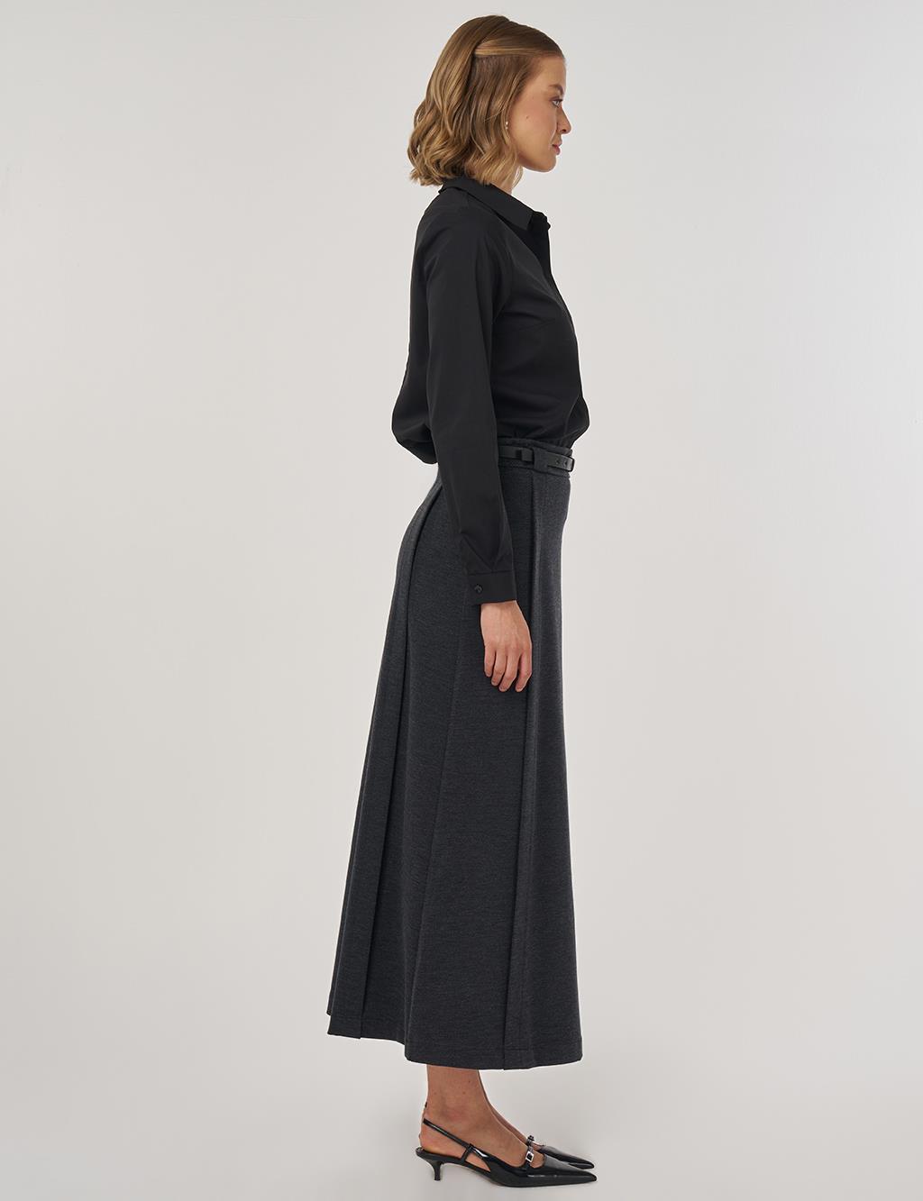 Belt Detail Pencil Skirt in Smoke