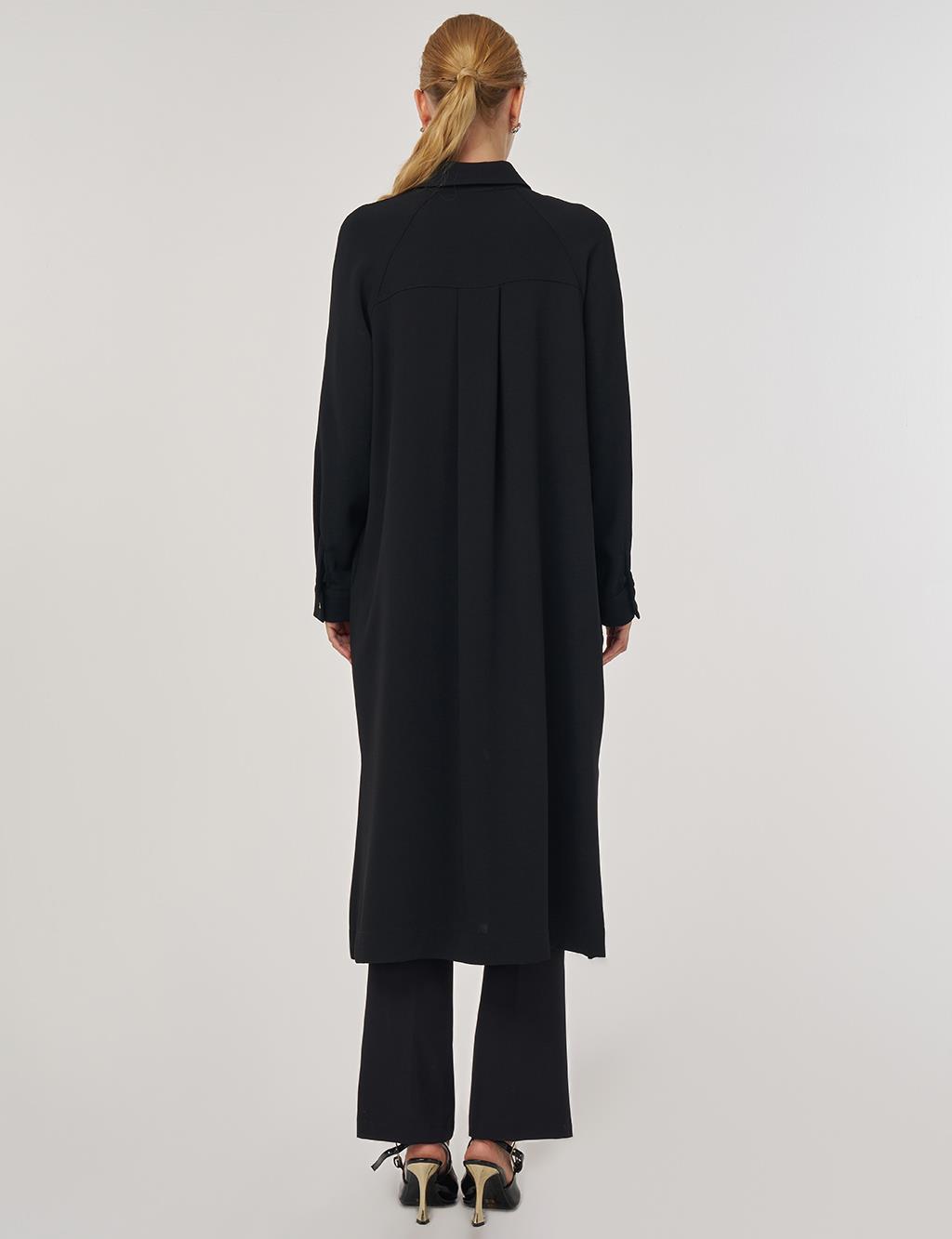 Hotfix Baskılı Uzun Tunik Siyah