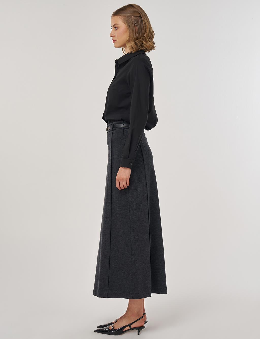 Belt Detail Pencil Skirt in Smoke