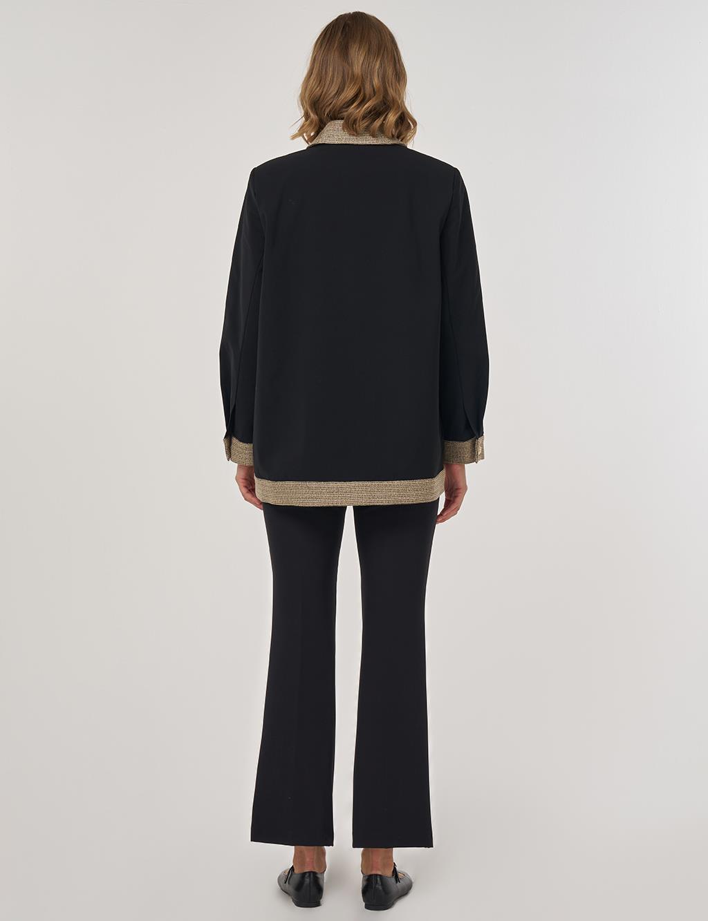 Shiny Button-Up Jacket in Black