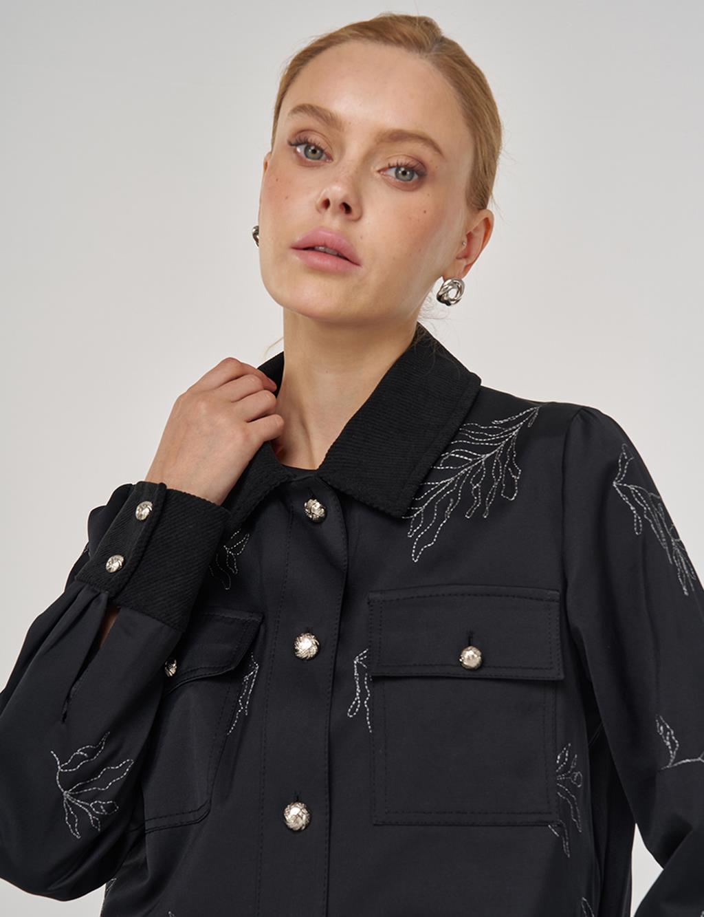 Embroidered Jacket in Black