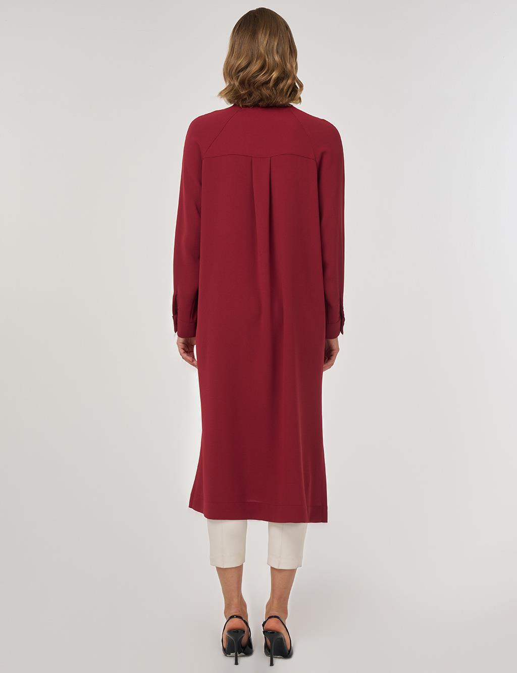Hotfix Baskılı Uzun Tunik Tibet Kırmızısı