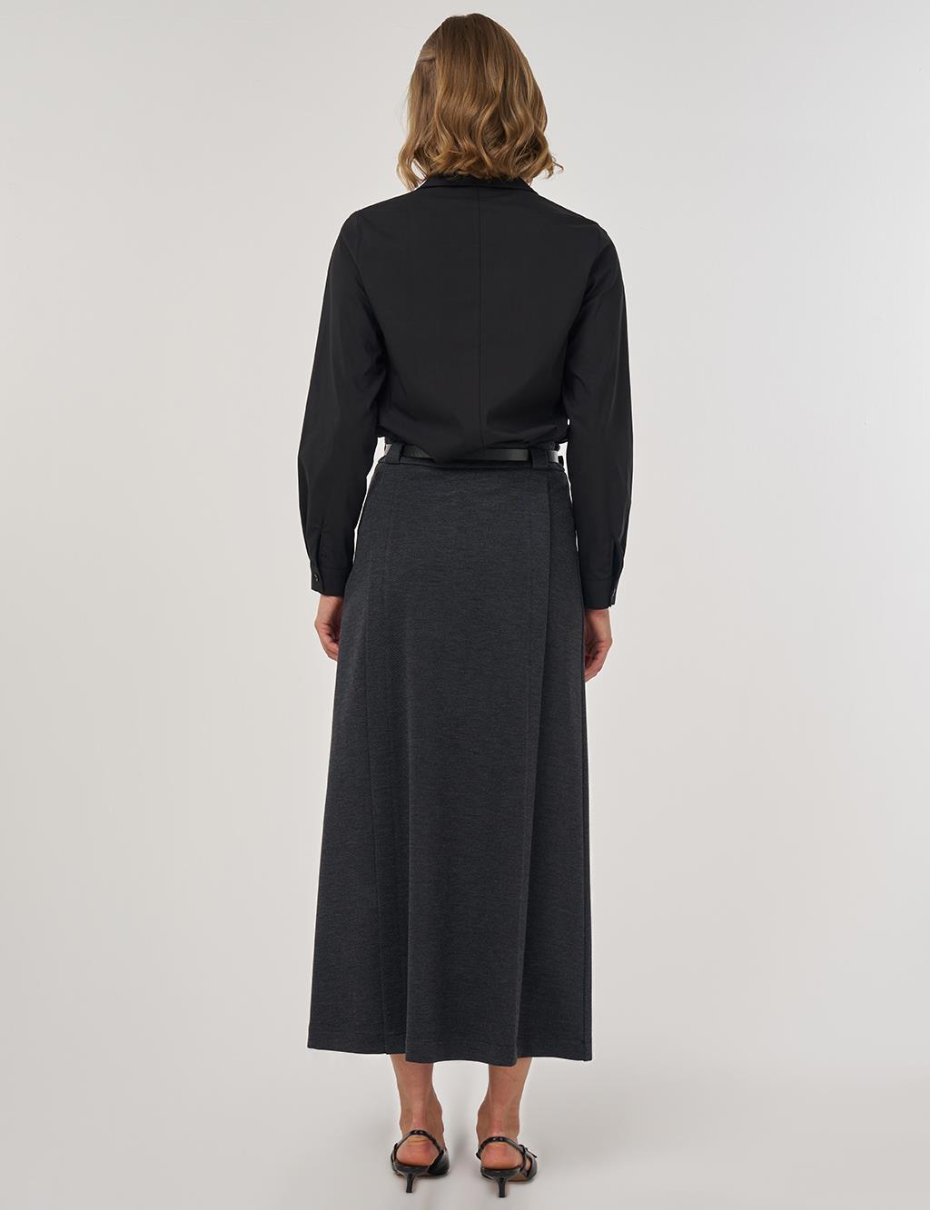 Belt Detail Pencil Skirt in Smoke