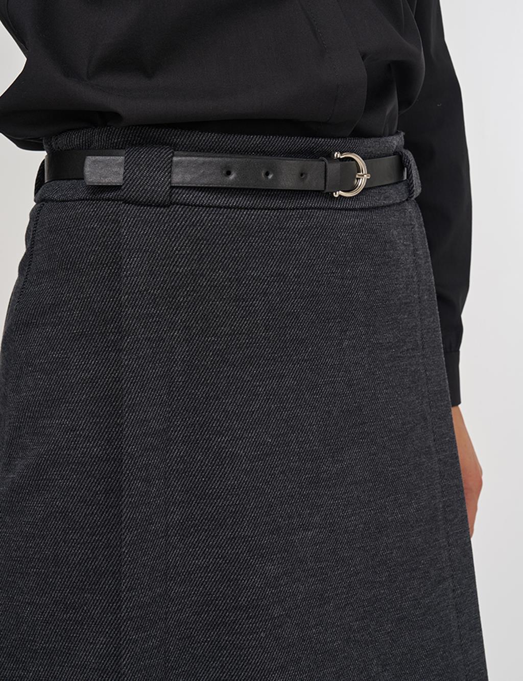 Belt Detail Pencil Skirt in Smoke