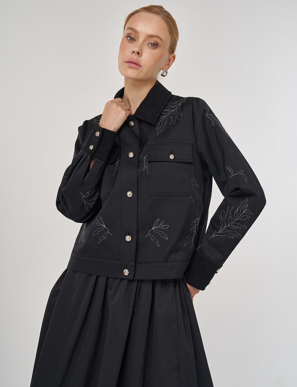 Embroidered Jacket in Black