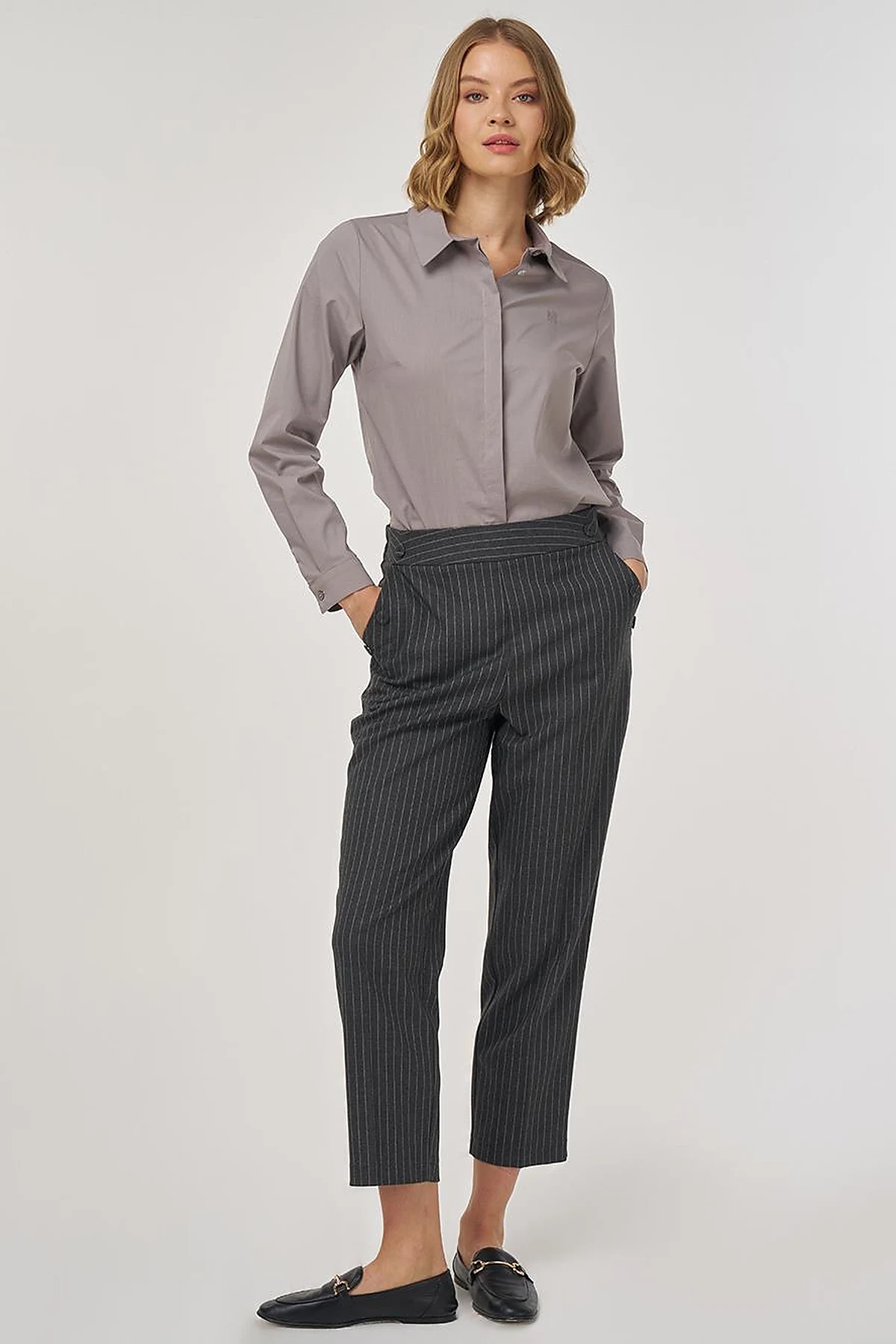 Striped Classic Trousers in Smoke