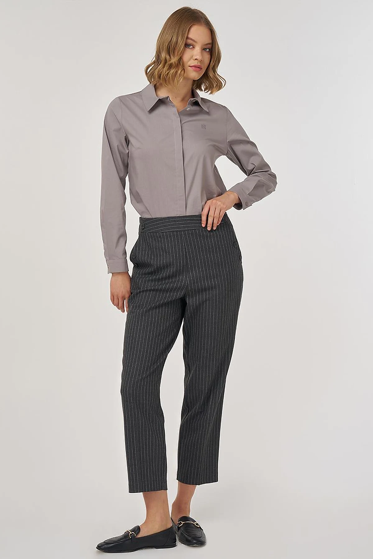 Striped Classic Trousers in Smoke