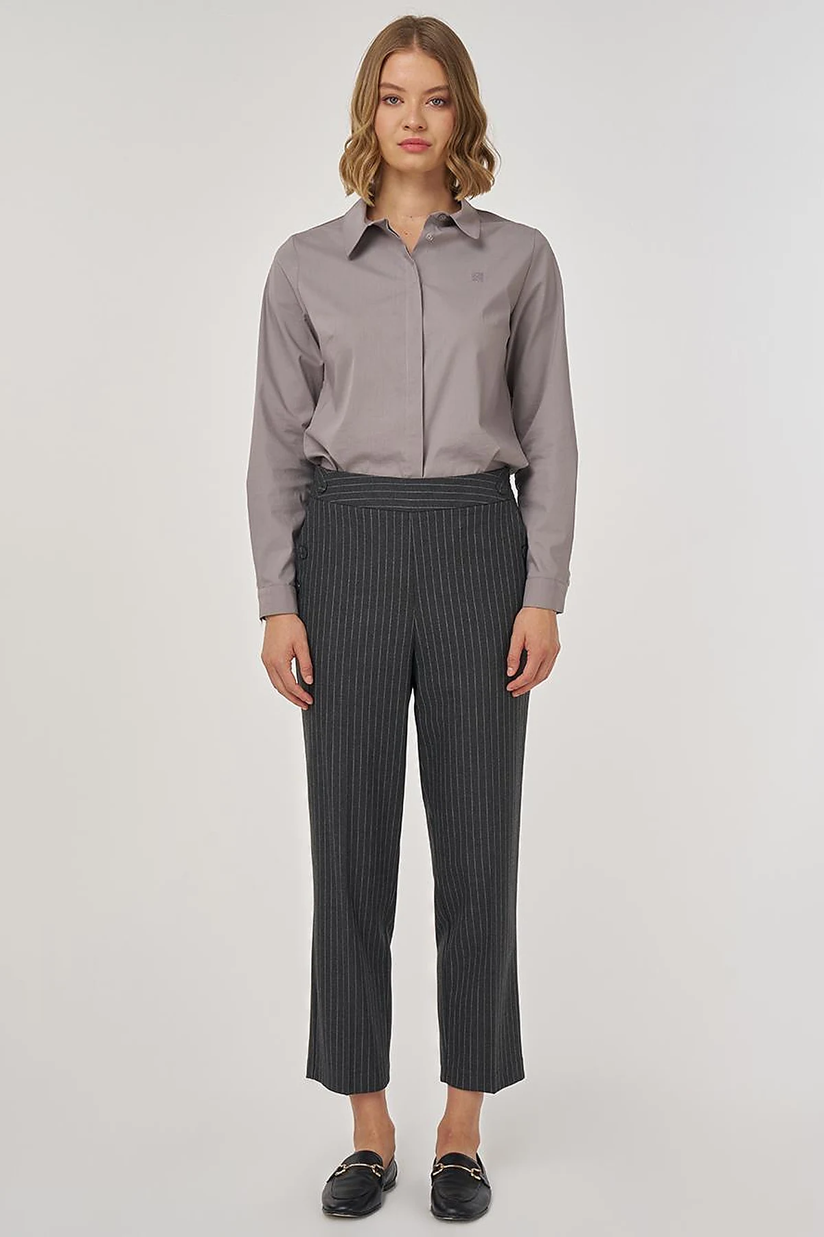 Striped Classic Trousers in Smoke