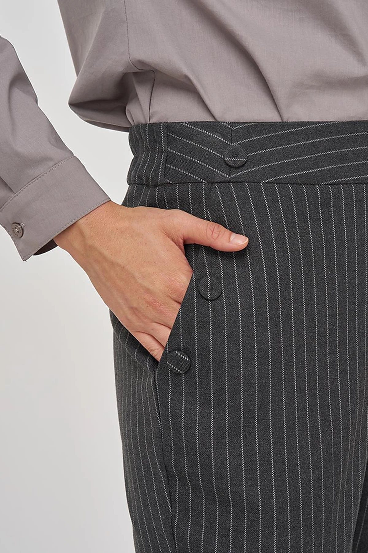 Striped Classic Trousers in Smoke