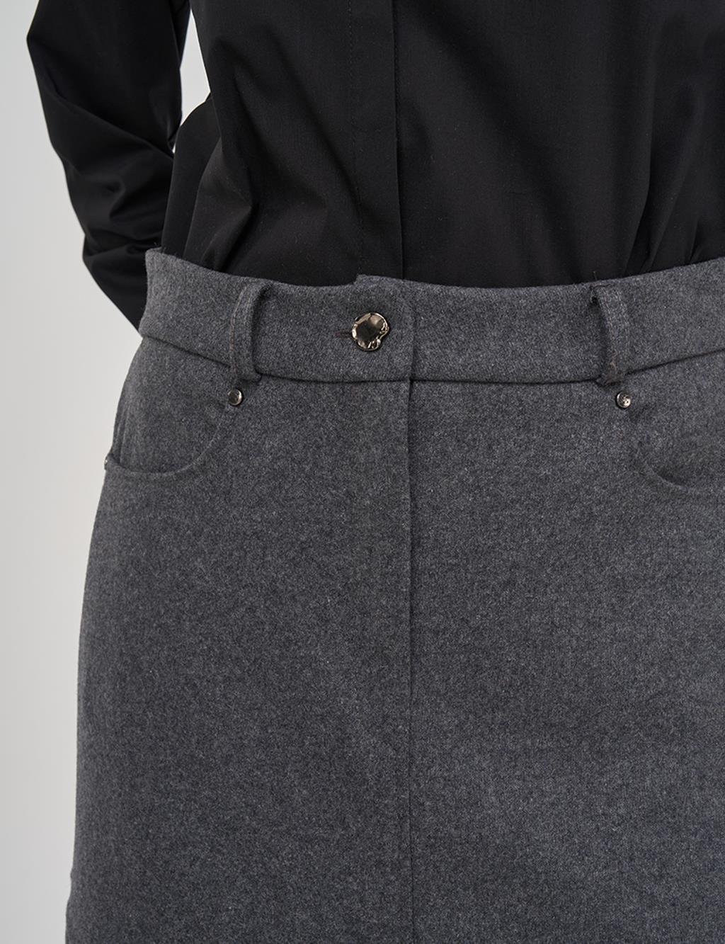 Parça Dikişli Keçe Etek Füme 