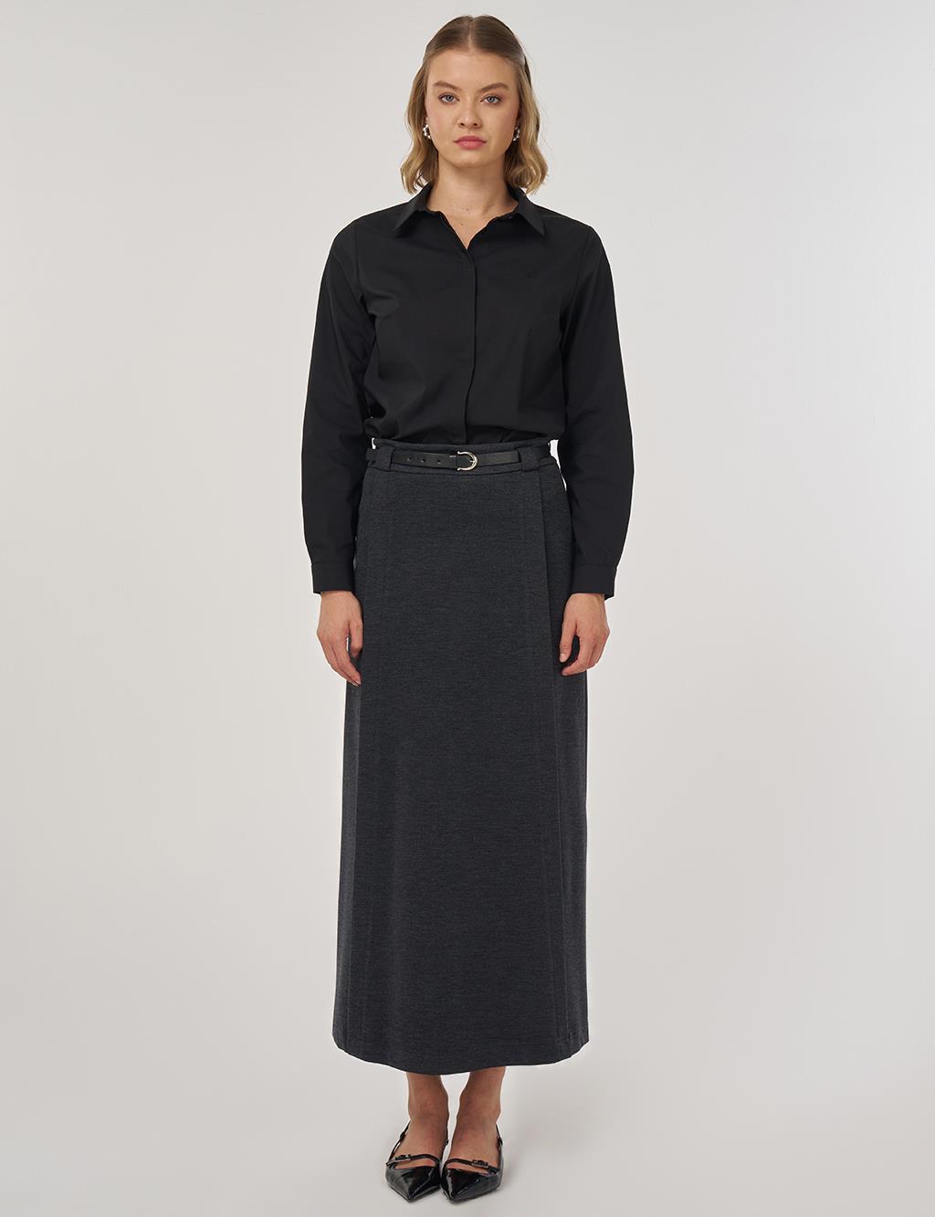 Belt Detail Pencil Skirt in Smoke