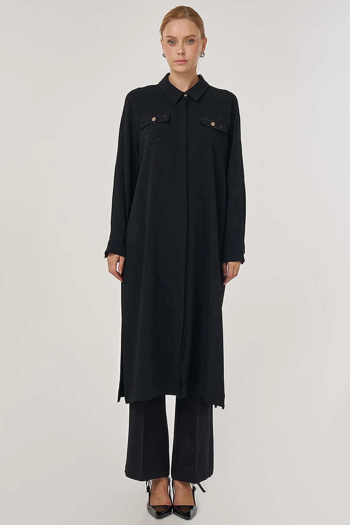 Hotfix Printed Long Tunic in Black
