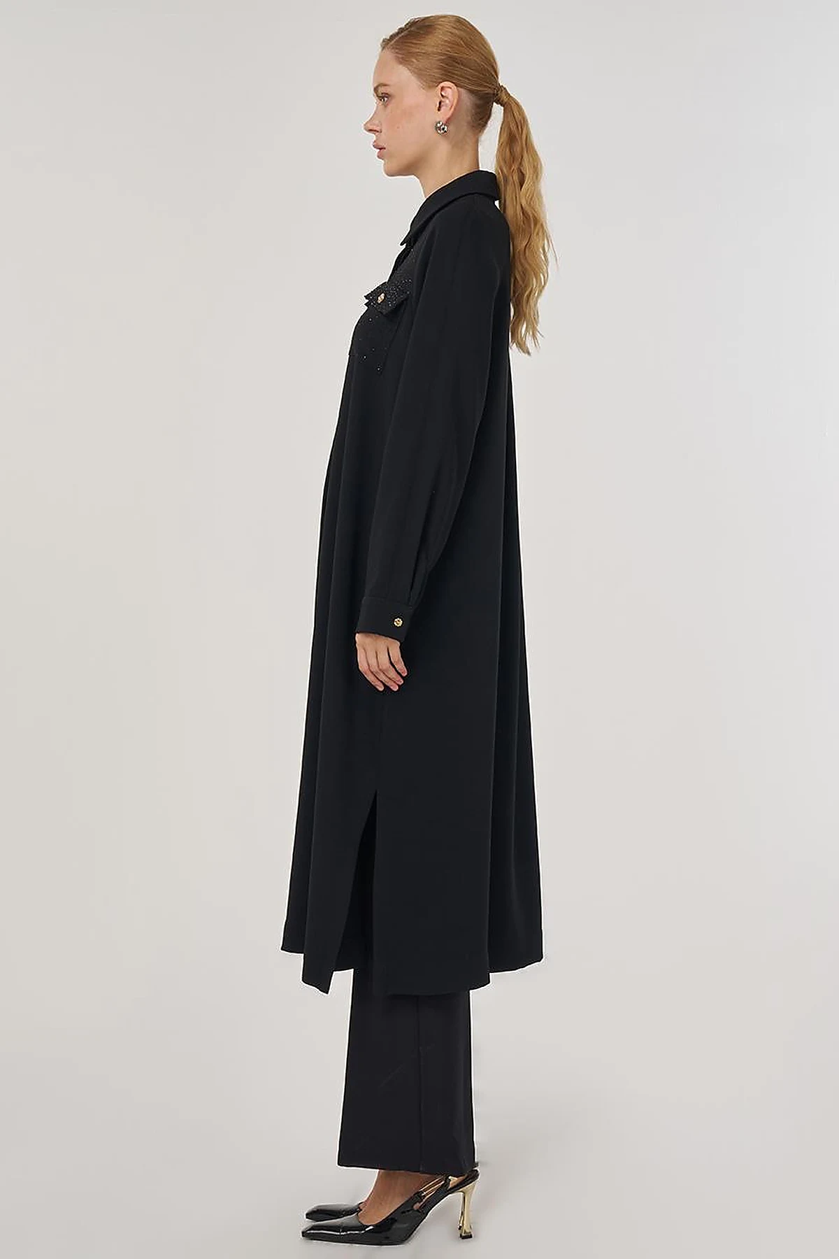 Hotfix Printed Long Tunic in Black
