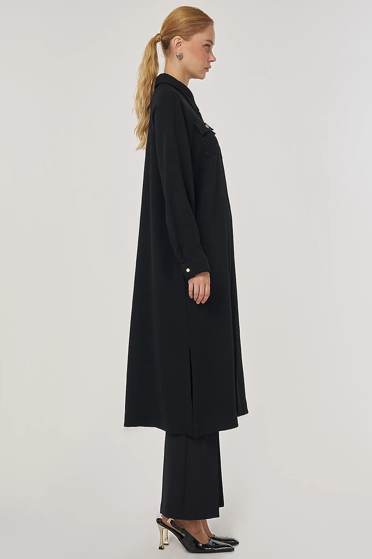 Hotfix Printed Long Tunic in Black