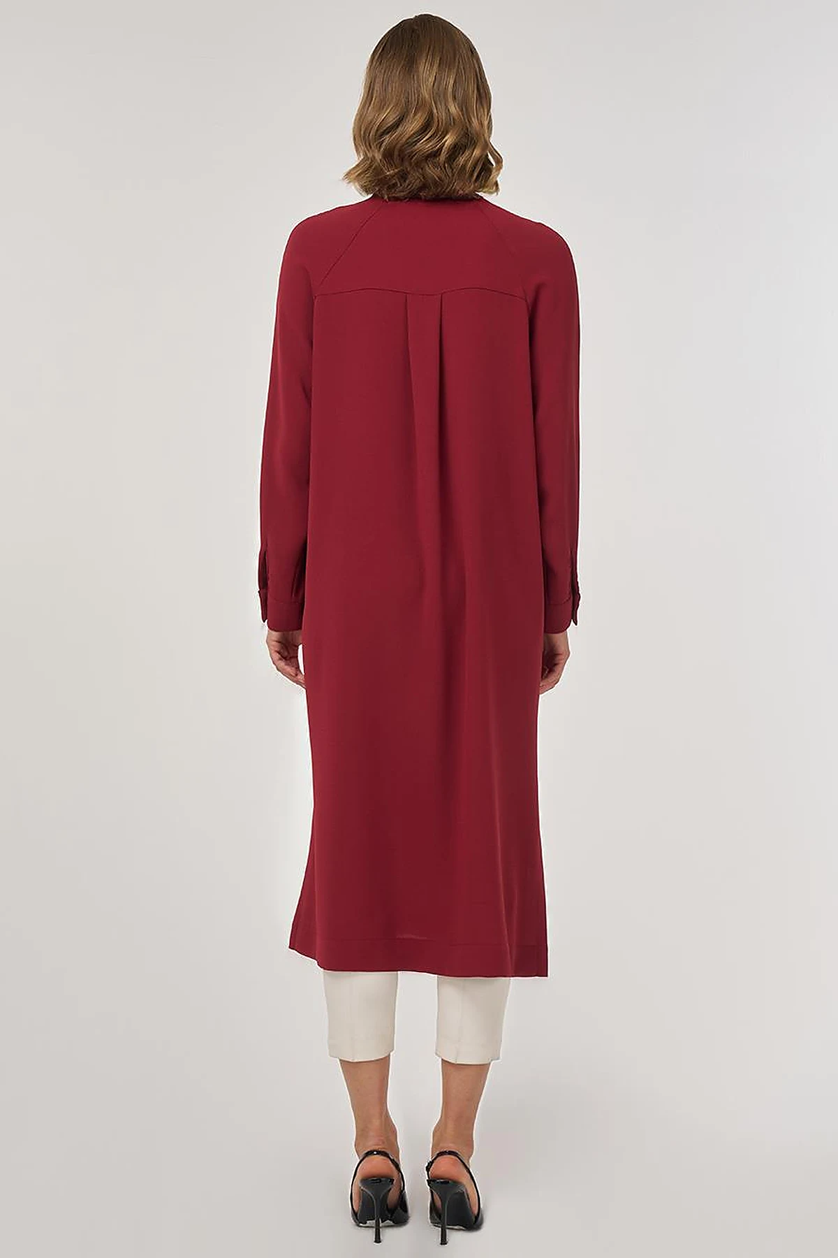 Hotfix Printed Long Tunic in Tibetan Red
