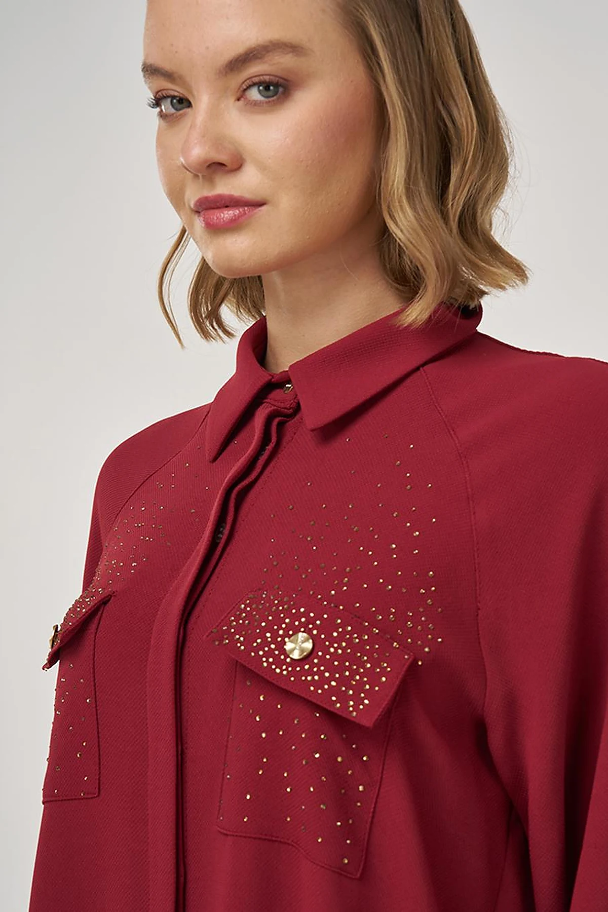 Hotfix Printed Long Tunic in Tibetan Red