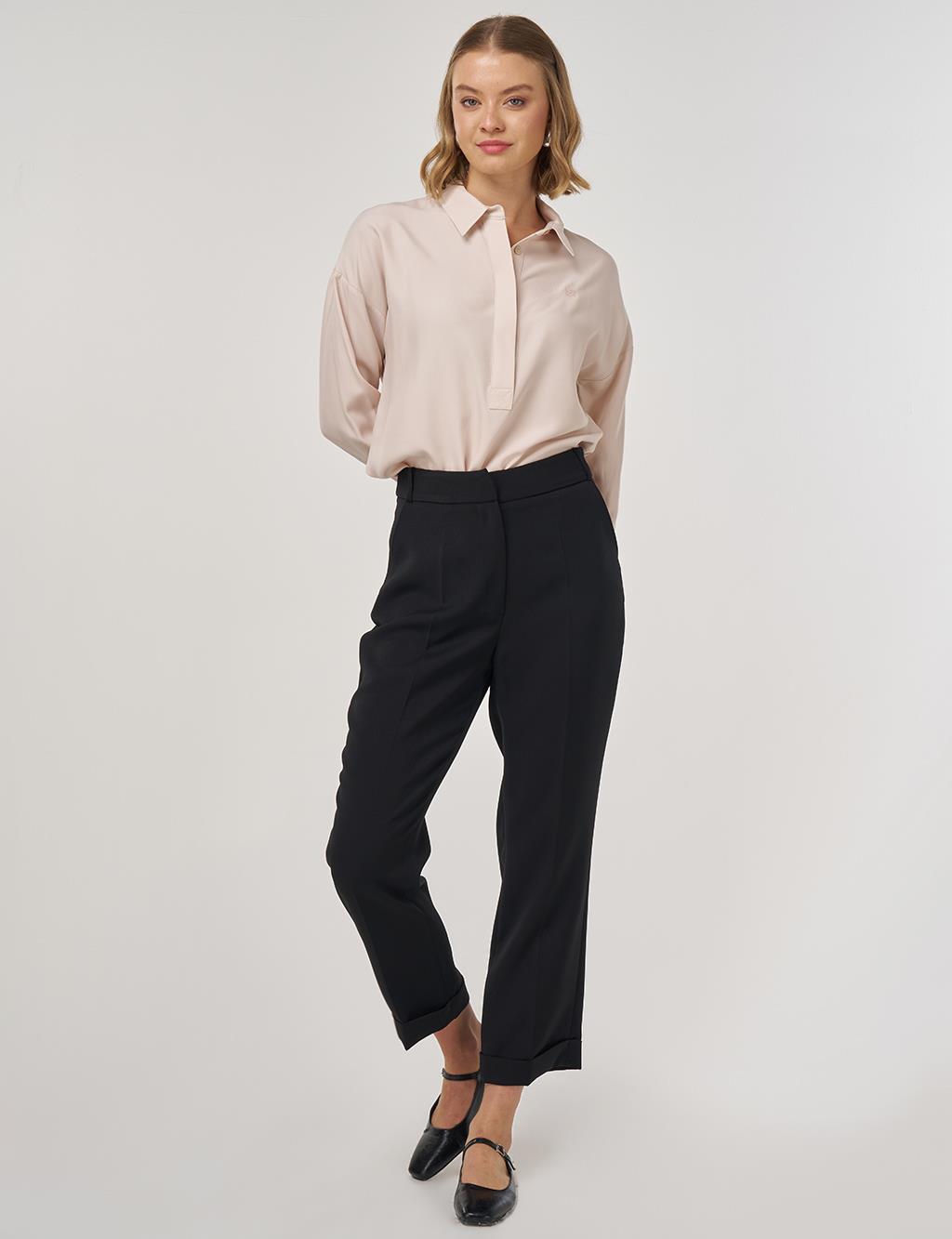 Double-Legged Fabric Trousers in Black