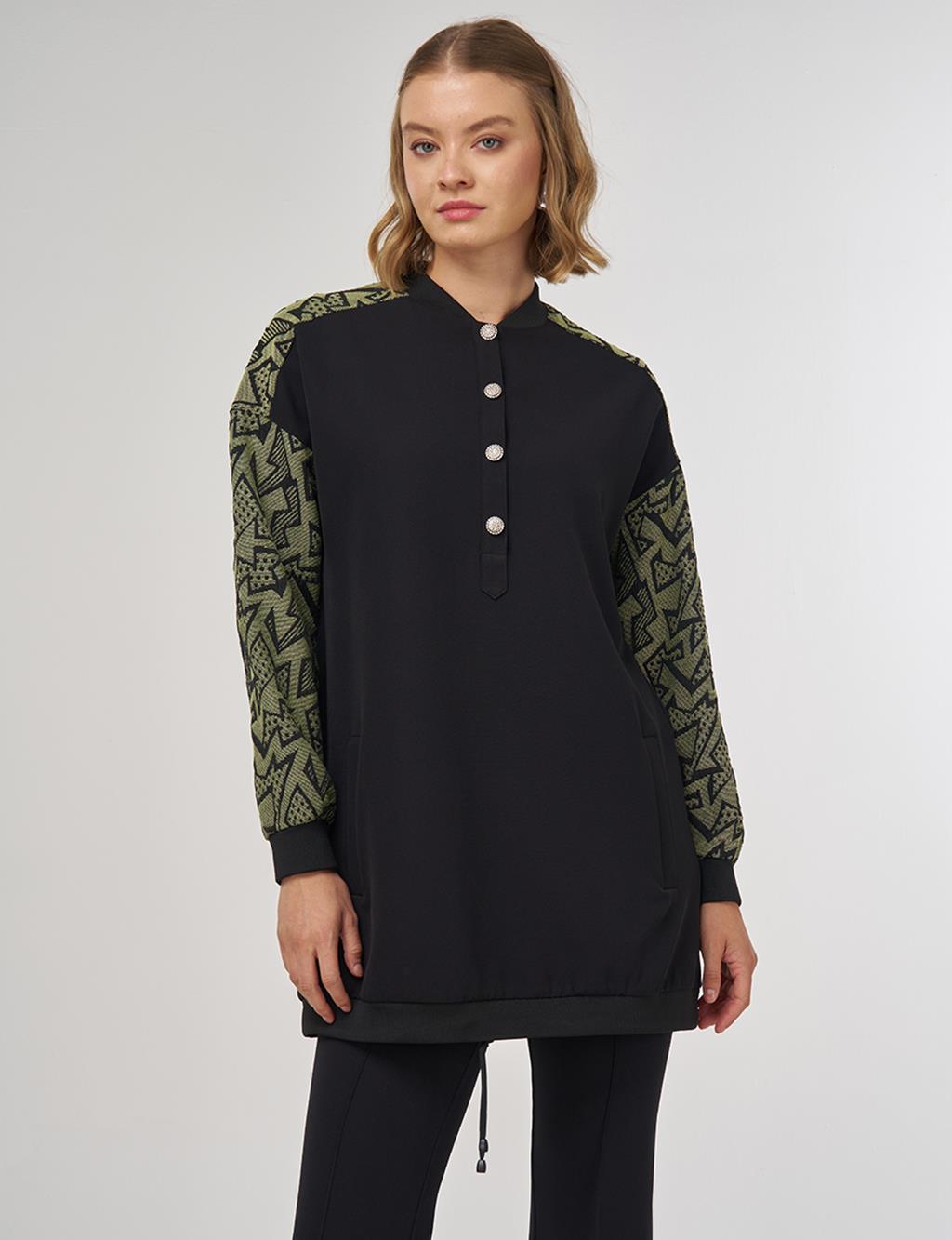 Kumaş Garnili Tunik Siyah 