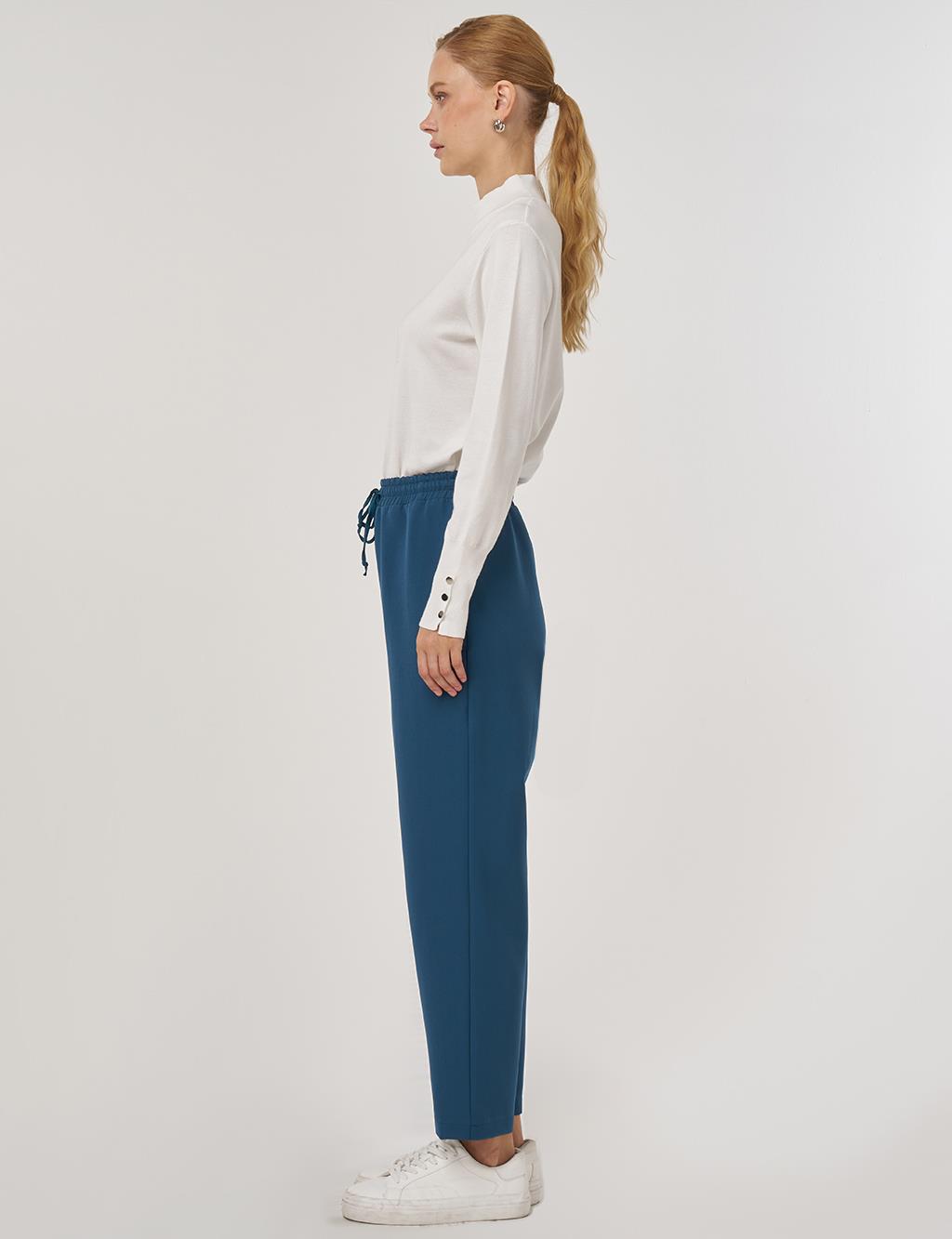 Beli Lastikli Rahat Kesim Pantolon Petrol 