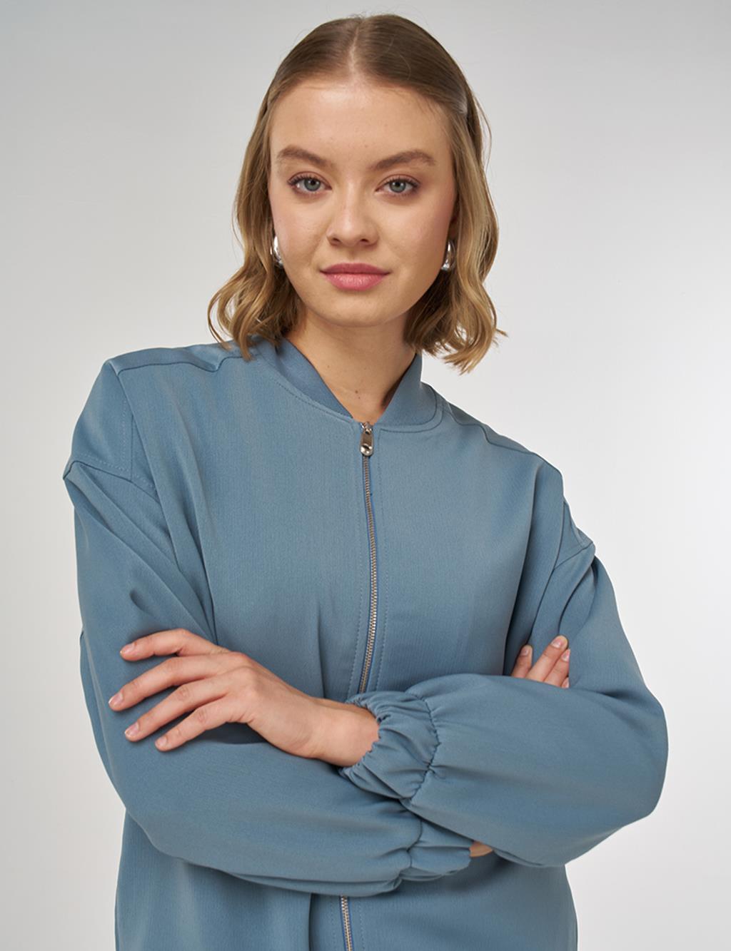 Kolej Yaka Ceket Sisli Mavi 