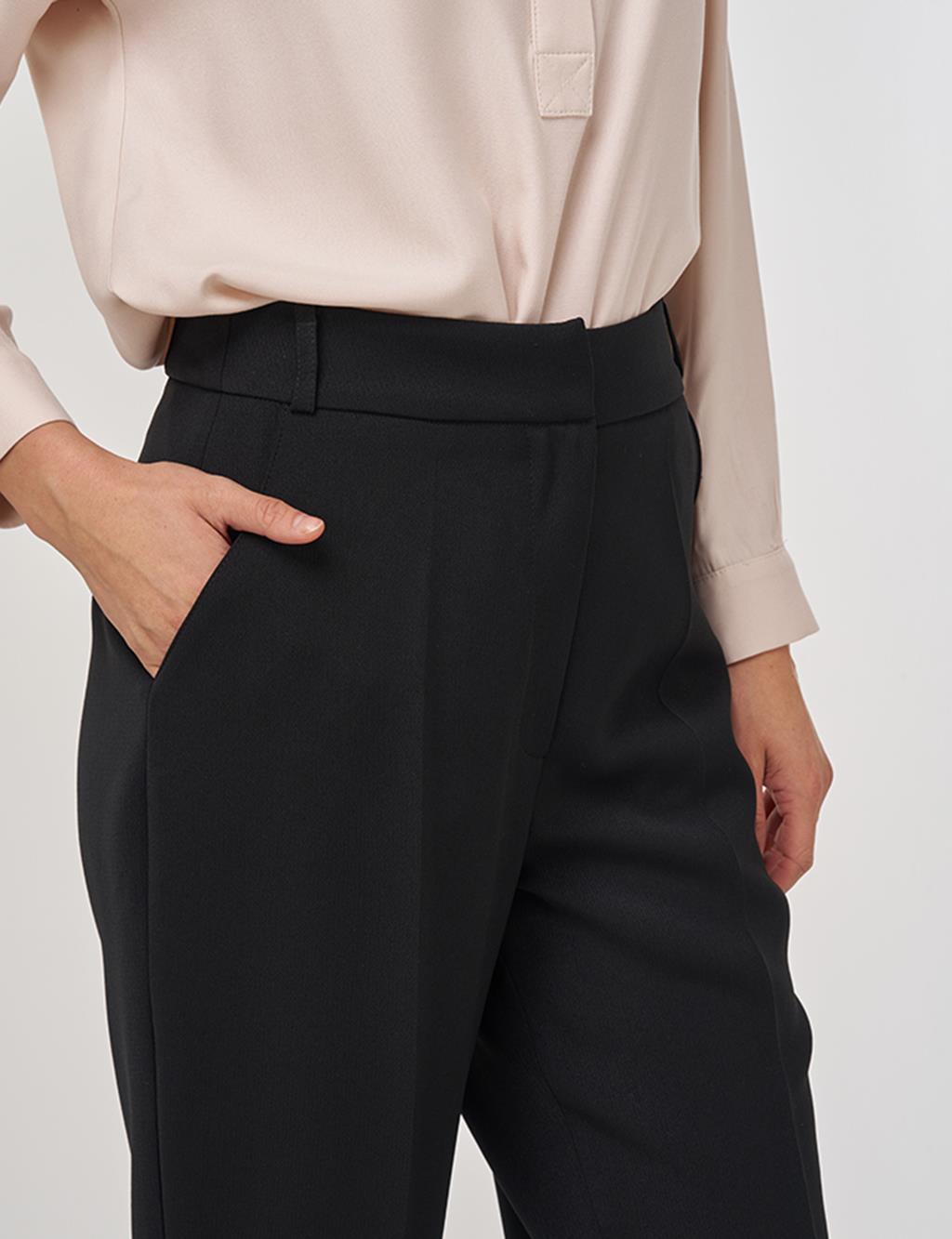 Double-Legged Fabric Trousers in Black
