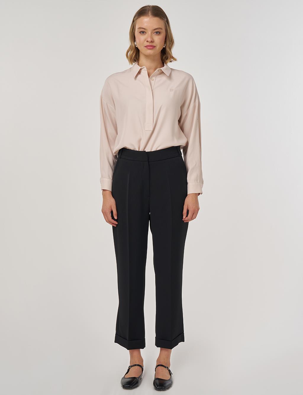 Double-Legged Fabric Trousers in Black