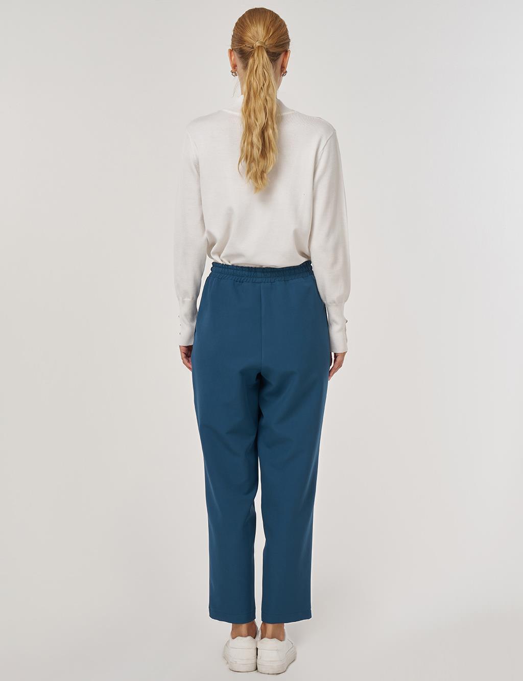 Beli Lastikli Rahat Kesim Pantolon Petrol 