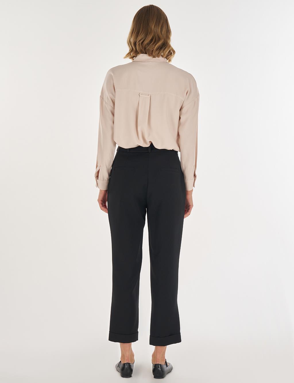 Double-Legged Fabric Trousers in Black