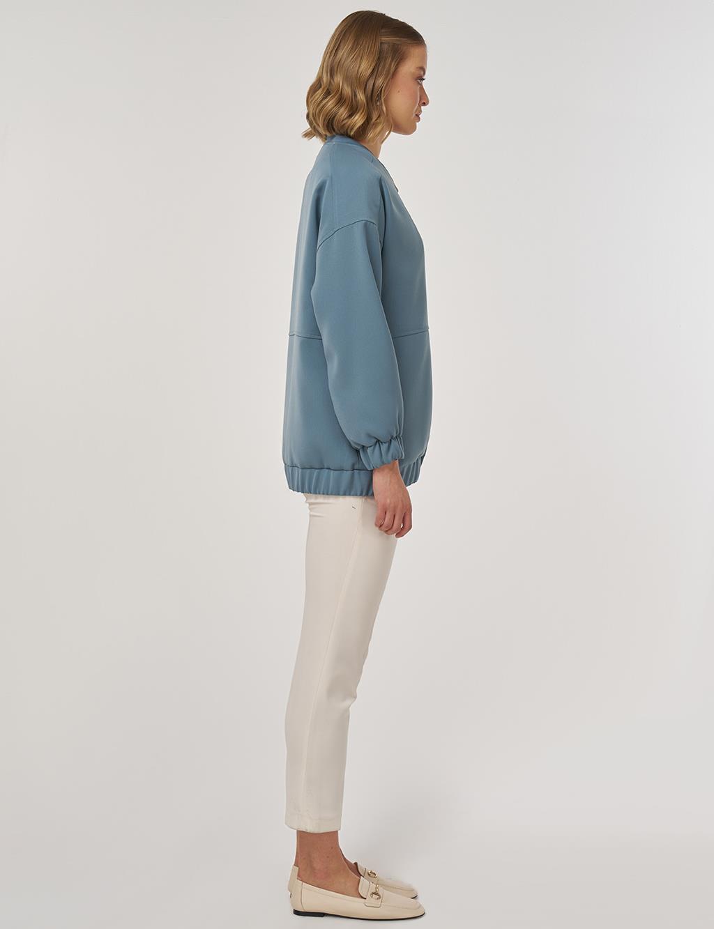 Kolej Yaka Ceket Sisli Mavi 