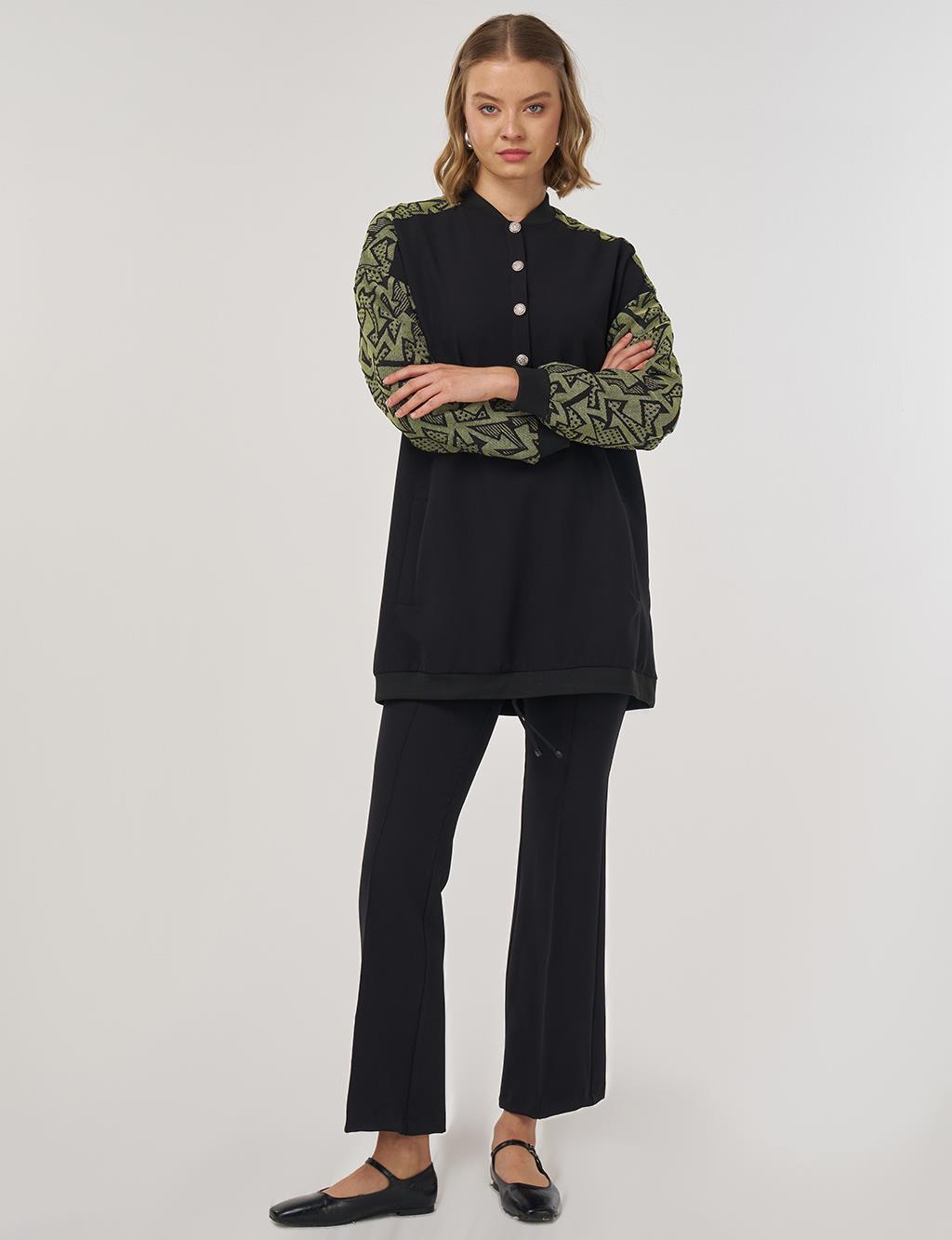 Kumaş Garnili Tunik Siyah 