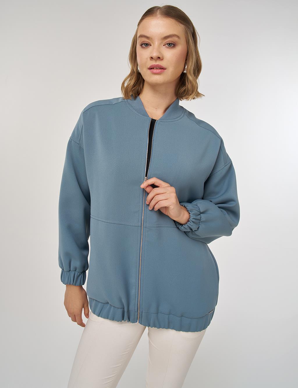 Kolej Yaka Ceket Sisli Mavi 