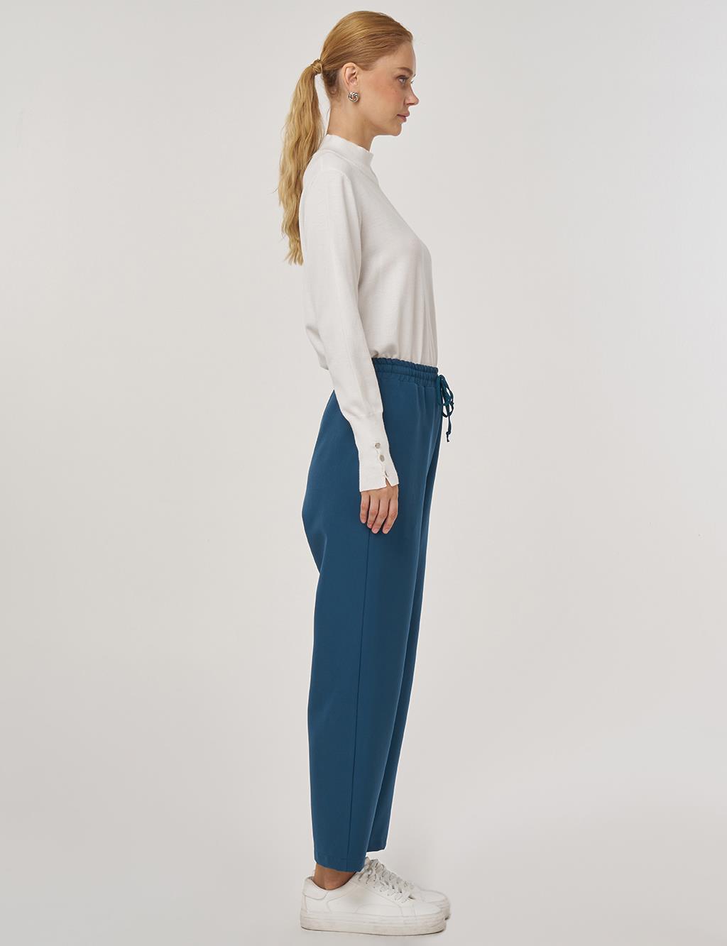 Beli Lastikli Rahat Kesim Pantolon Petrol 