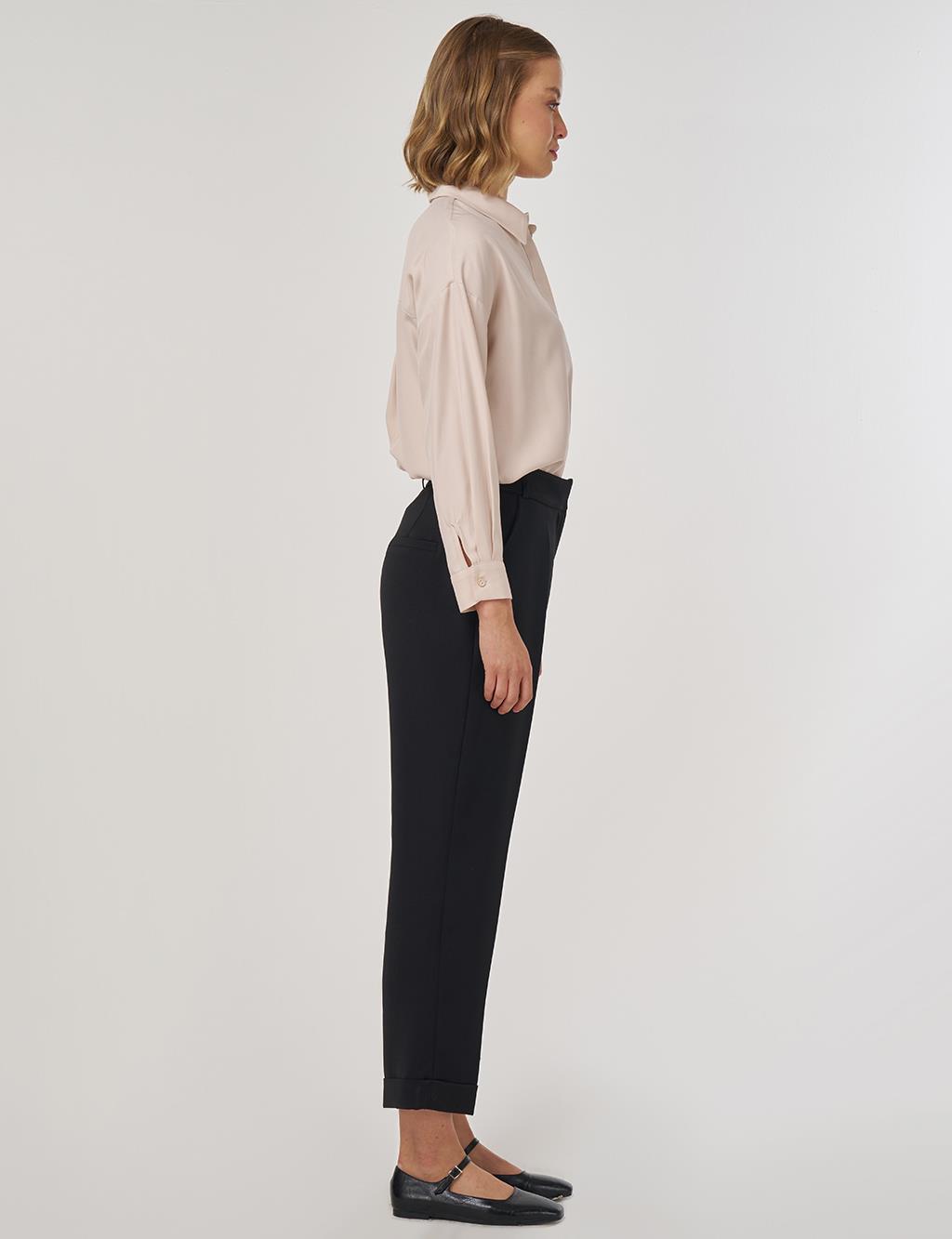 Double-Legged Fabric Trousers in Black