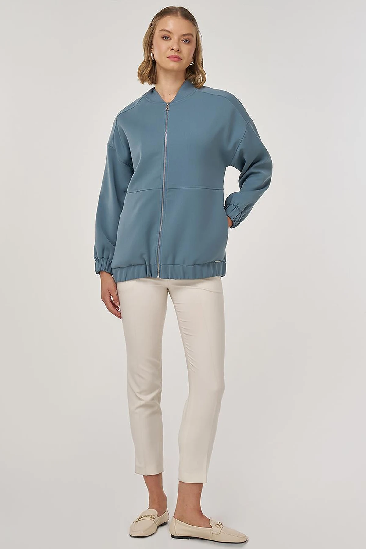College Collar Jacket in Misty Blue