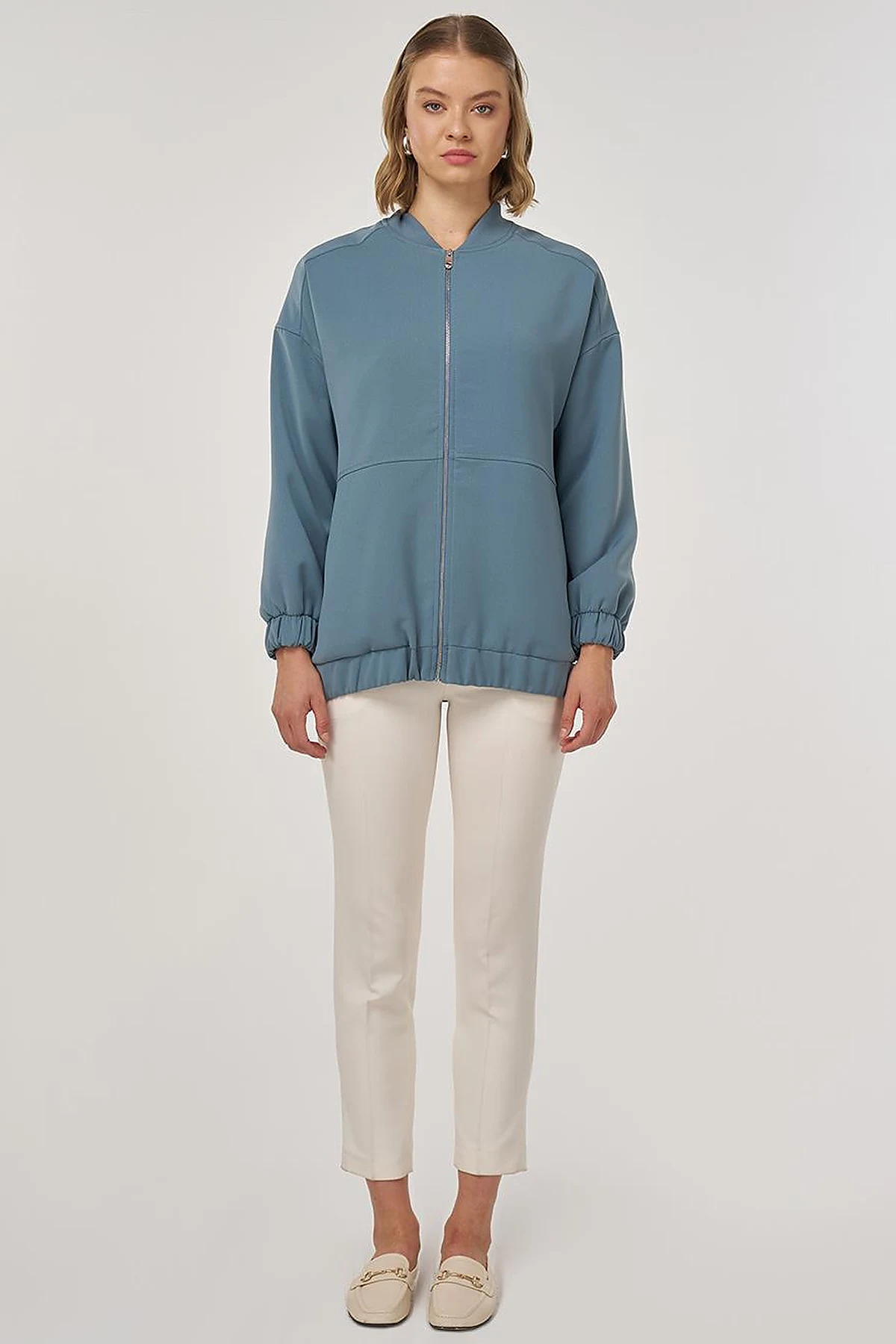 College Collar Jacket in Misty Blue
