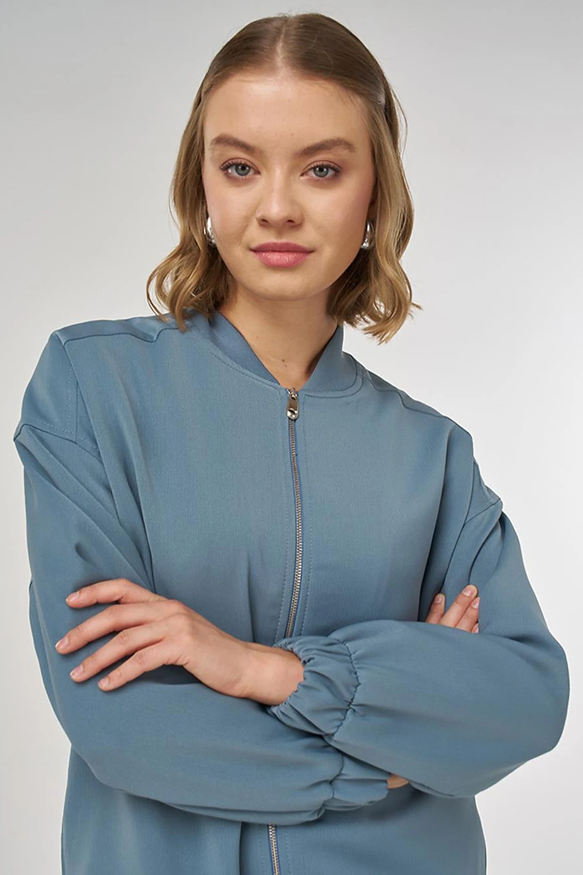 College Collar Jacket in Misty Blue