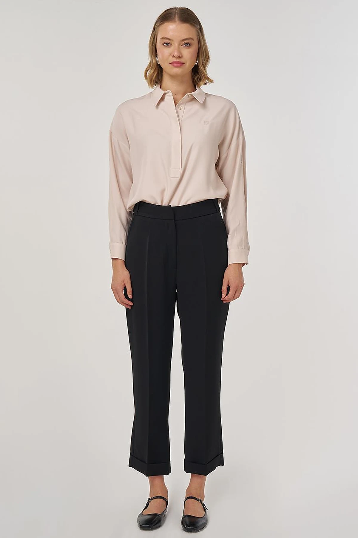 Pressed-crease Fabric Trousers Black