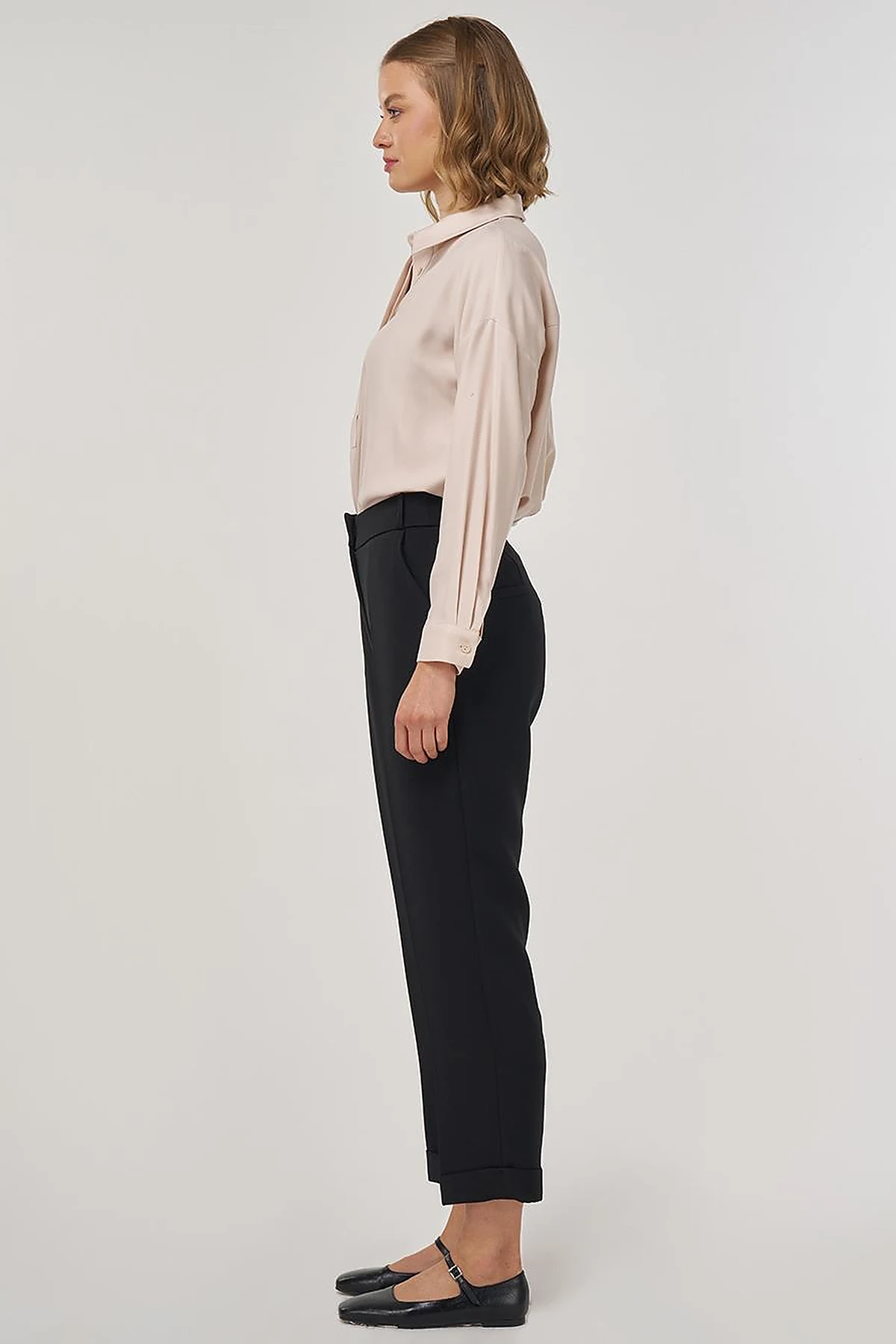 Pressed-crease Fabric Trousers Black